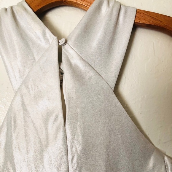 NEW Halston Heritage Knot Drape Neck short dress in Pale Gold size X-Small - Picture 11 of 14